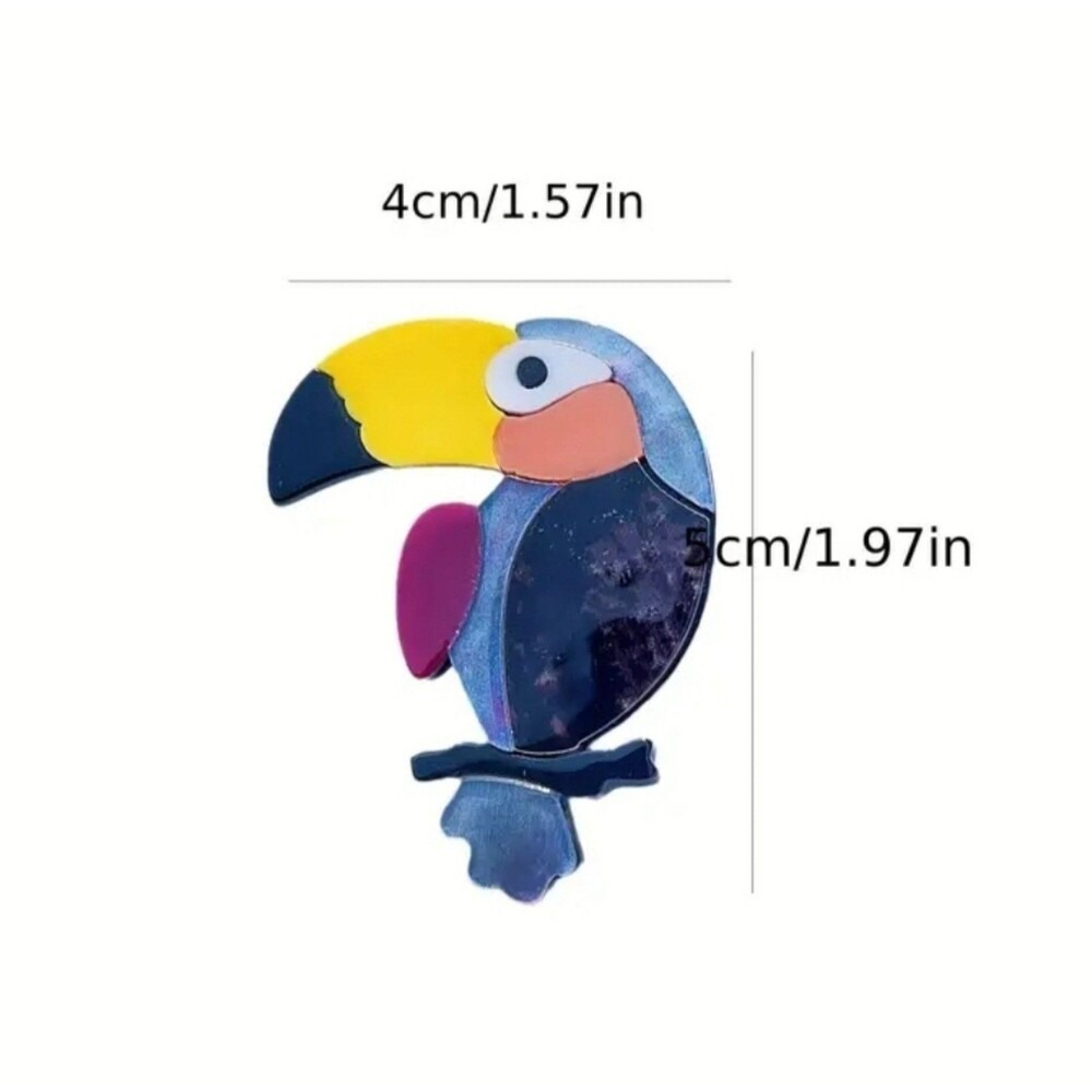 Cute Toucan Bird Brooch Pin Colorful Acrylic Animal Jewelry Gift - Picture 3 of 3